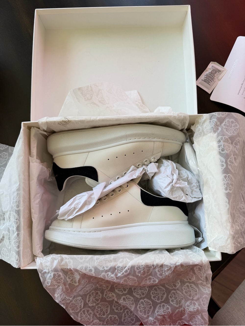 ALEXANDER MCQUEEN White Leather Sneakers with Black Heel Patch